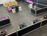 The team of autonomous land vehicle scouts ready to explore the University of Adelaide laboratory environment.